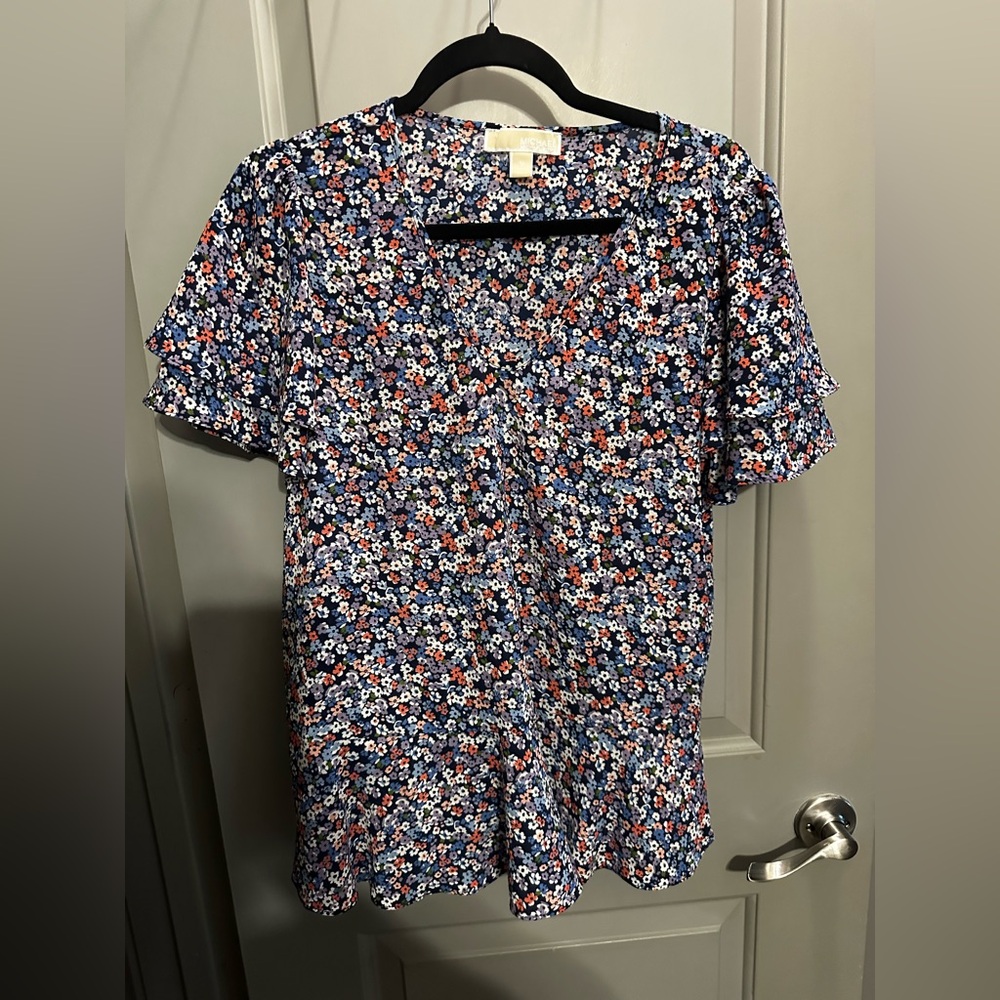 Michael Kors Size M Floral Peplum Blouse Pre-owned